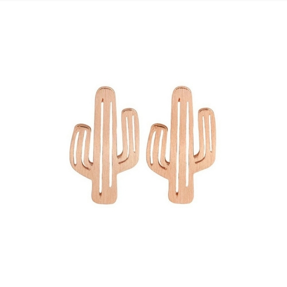 NWOT Adorable Rose Gold Cactus Studs - Picture 2 of 7
